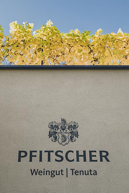 Pfitscher Logo auf Mauer